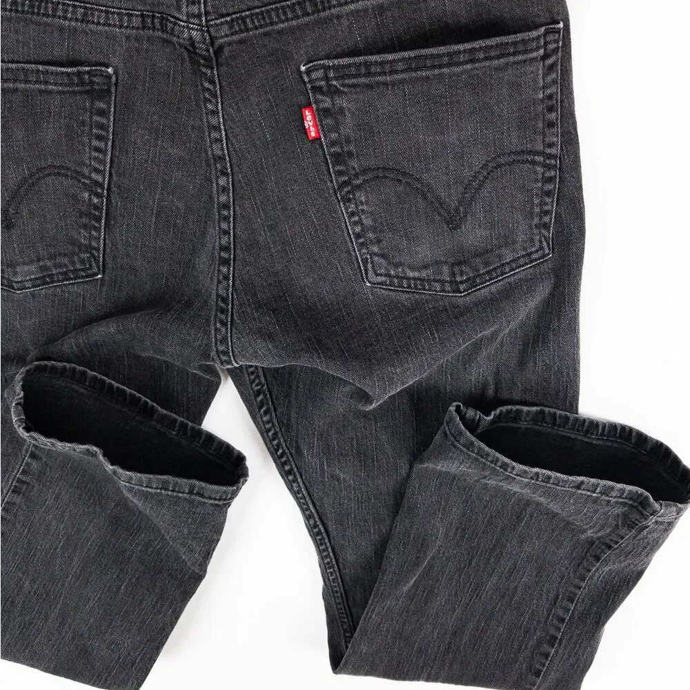Levi's 514 Slim Straight Jeans Men's 38x30 Black Textured Stretch Denim